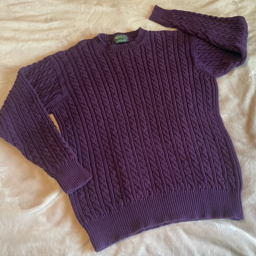 80s Vintage Cricket Cable Knit Purple Sweater